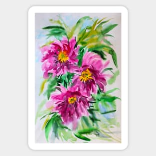 Peonies Watercolor Painting Sticker